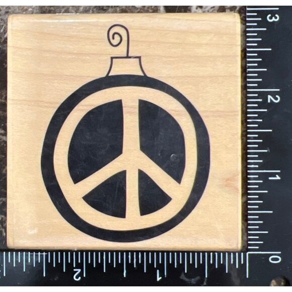 Hero Arts Crafts Peace Symbol ornament F5536 Christmas Wood Mounted Rubber Stamp - Picture 1 of 4
